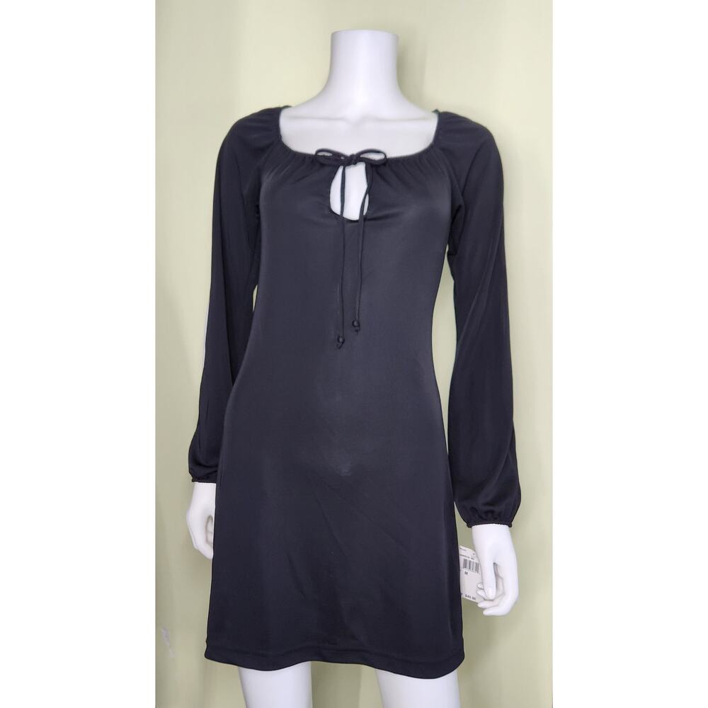 XOXO Madison Keyhole Tie Mini Dress Size Medium Black Cut Out Sleeves Y2K 90s